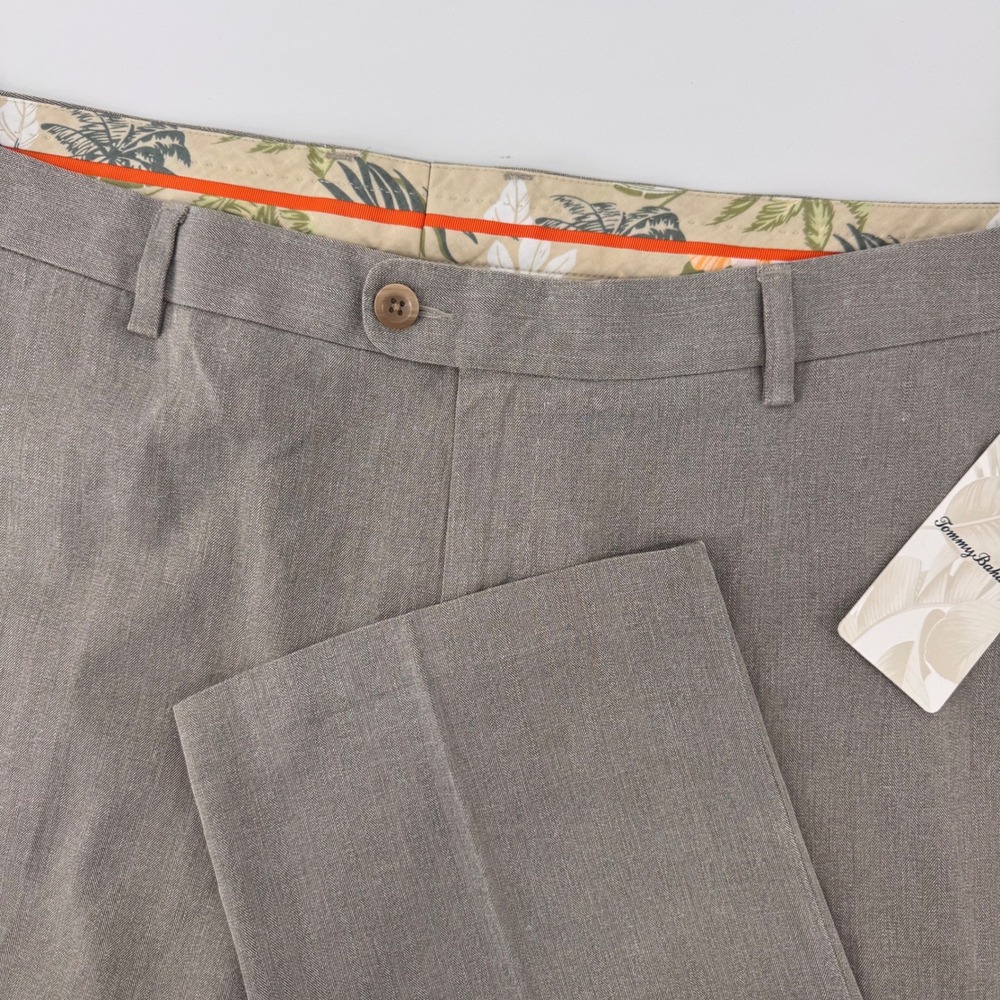 Tommy Bahama Havana Herringbone Pants Mens 44x34 Grey Silk Blend T122328 NEW